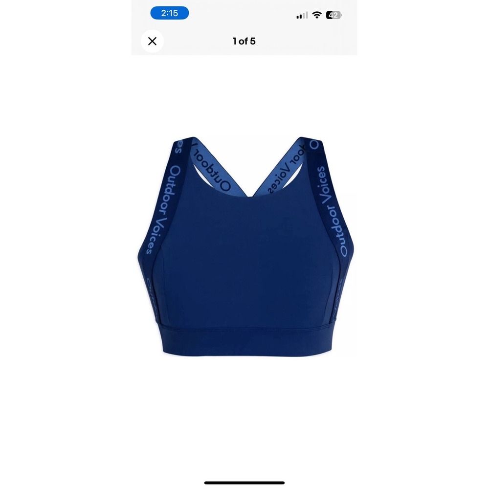 Outdoor Voices Disney Blue Goofy Snacks Sports Bra Women size Large - Picture 2 of 2